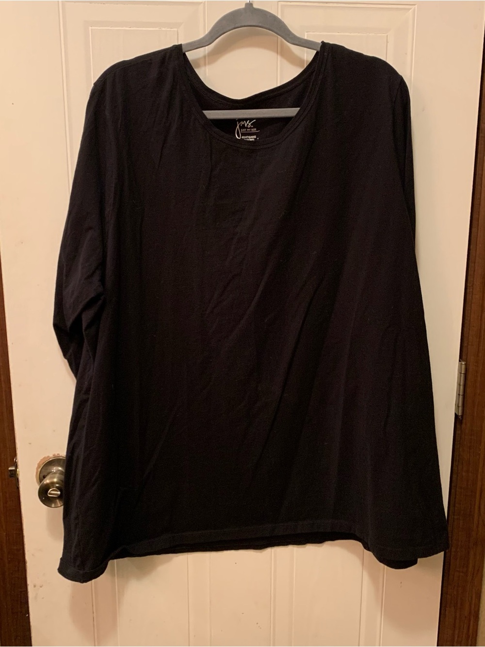 NWOT Just My Size Black Long Sleeve Tee Shirt 100% Cotton Plus Size 4X